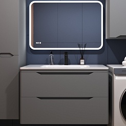 Style Line Мебель для ванной Марелла 90 Люкс Plus антискрейтч подвесная серая матовая – фотография-1